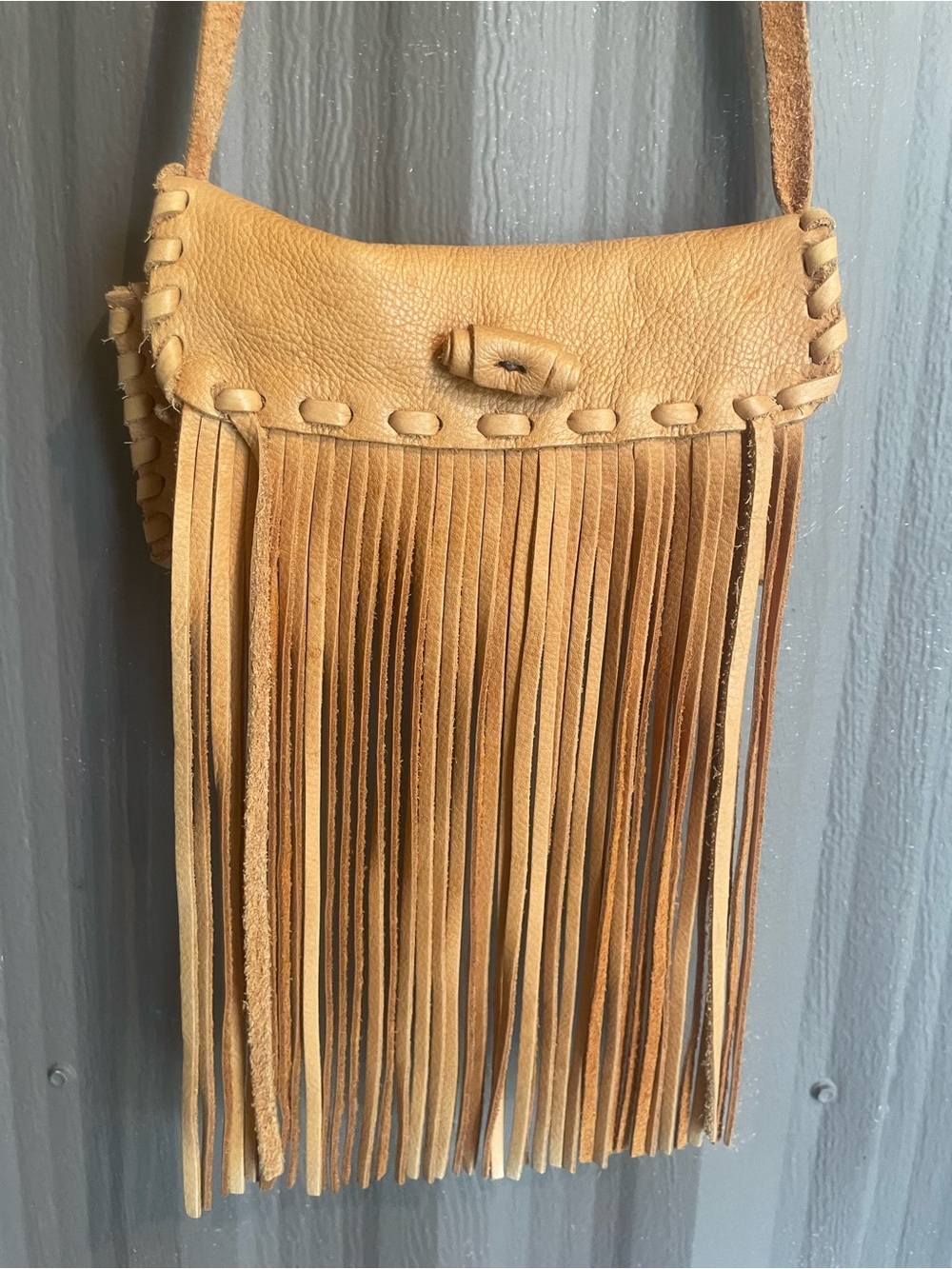 Handmade Buckskin Small Fringe Bag Tie Strap Soft deerskin Leather Crossbody